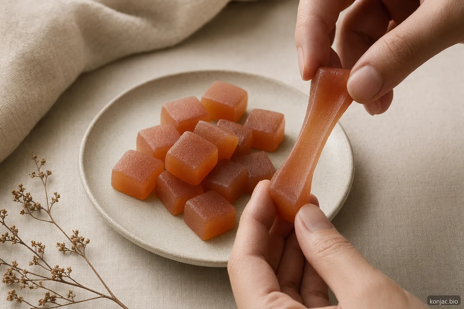 la gomma di konjac conferisce alle caramelle gommose vegetali un morso chiaro ed elastico e aiuta a mantenere la forma senza gelatina animale