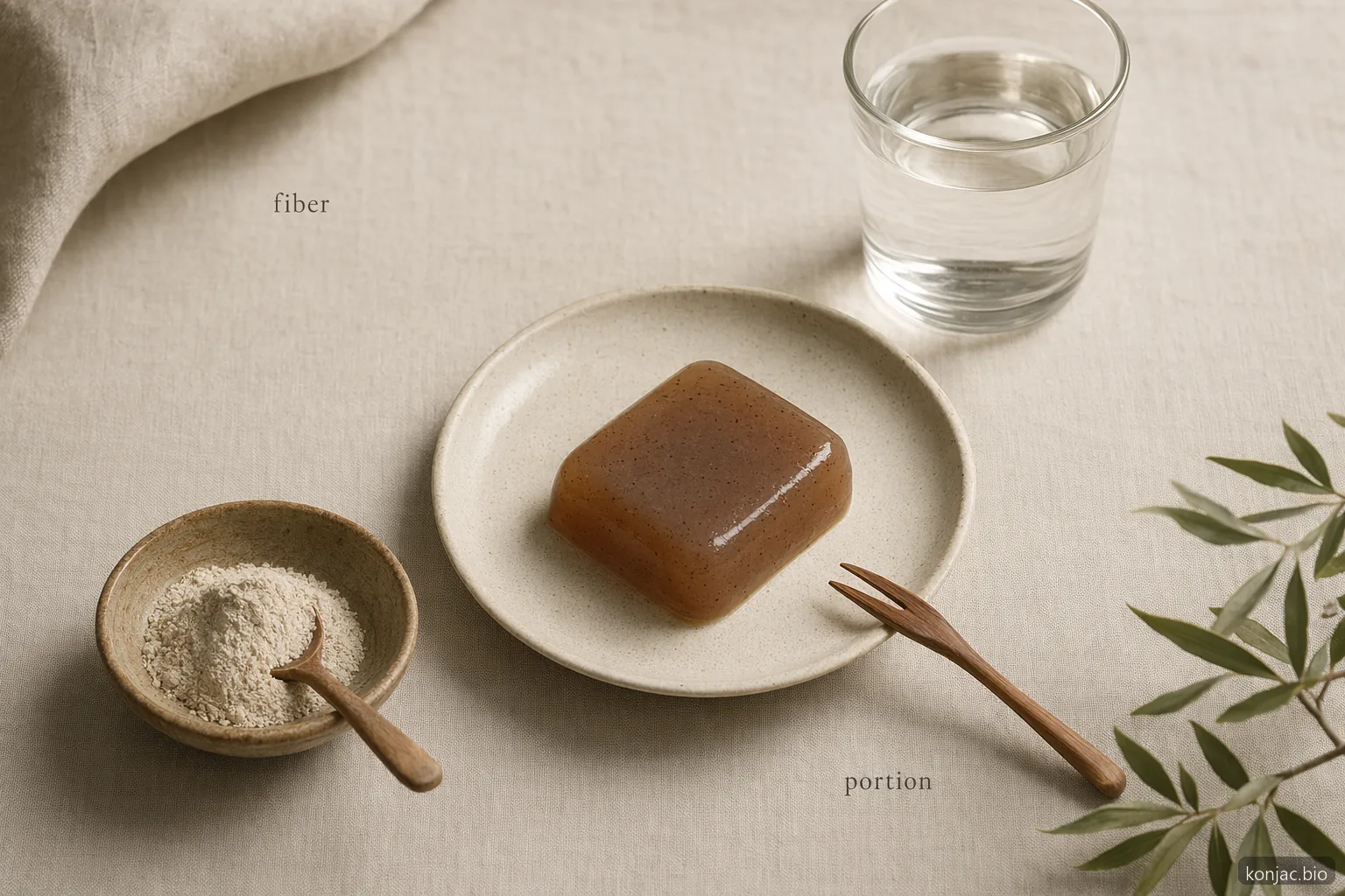 i benefici della gelatina di konjac includono fibra solubile e controllo delle porzioni quando si considerano dimensione della porzione e idratazione