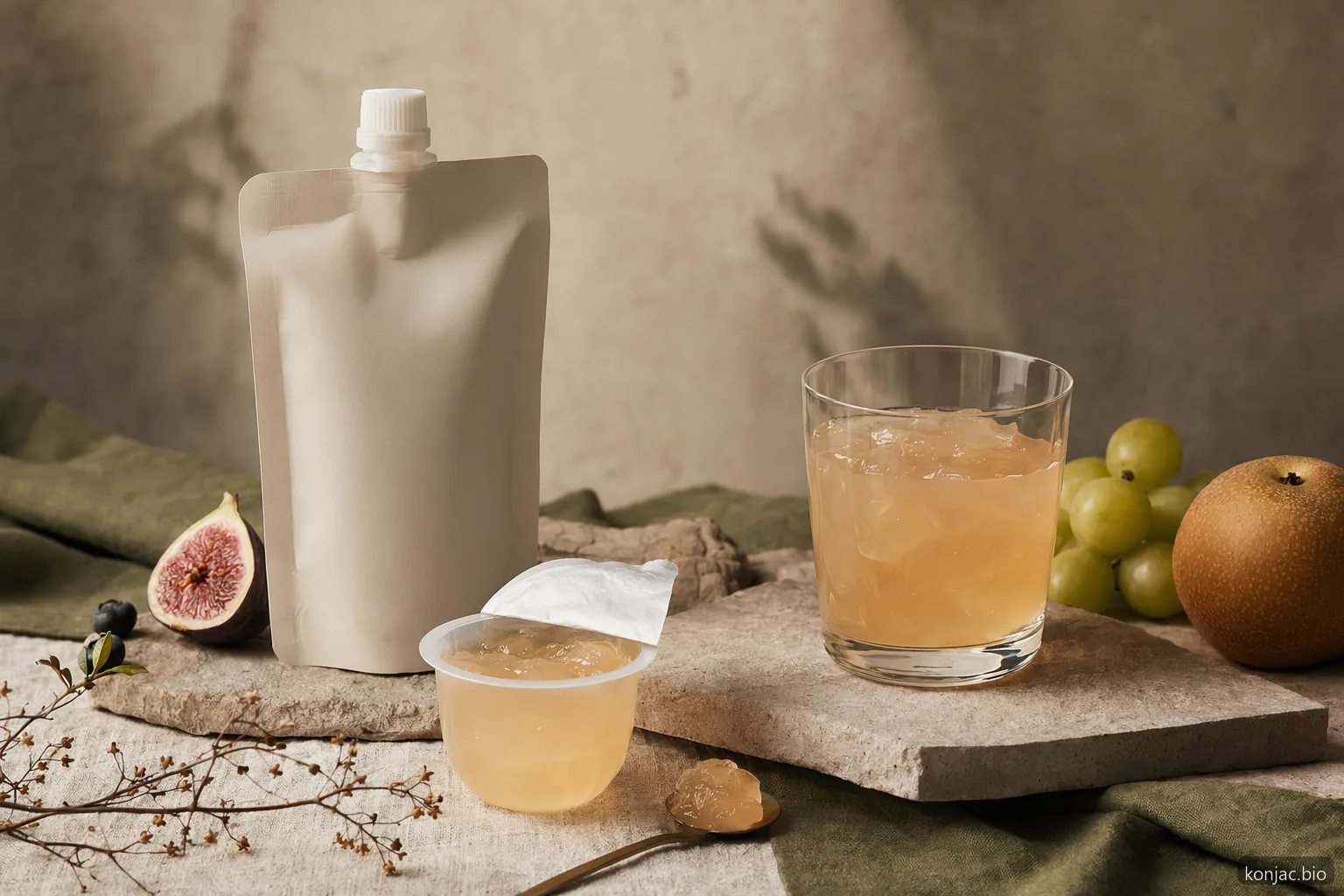 i formati di gelatina di konjac includono cup, pouch e gel bevibili, ciascuno adatto a diverse occasioni di consumo snack