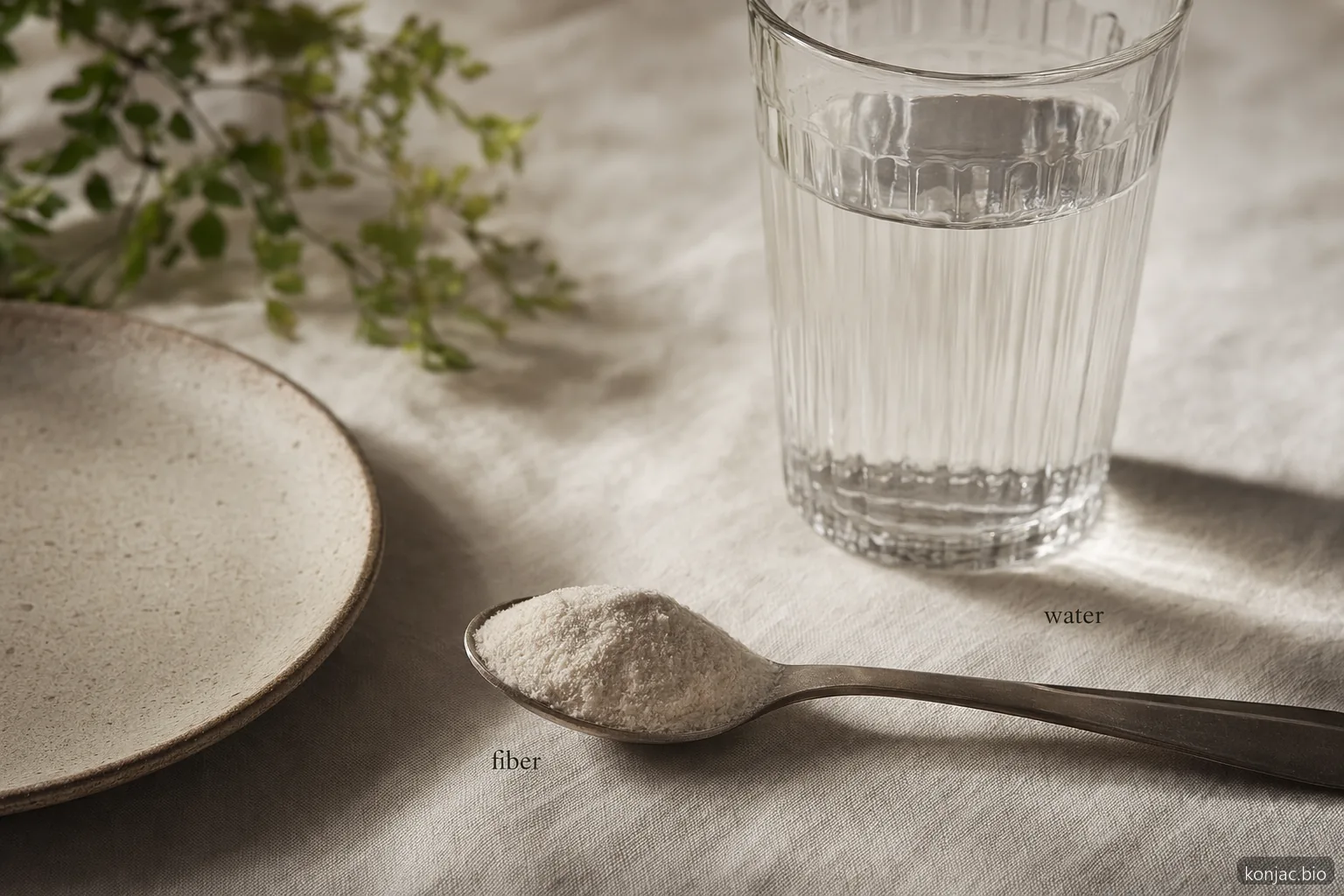 Glucomannan per la perdita di peso funziona in modo sicuro quando la fibra konjac viene assunta prima dei pasti con acqua sufficiente.