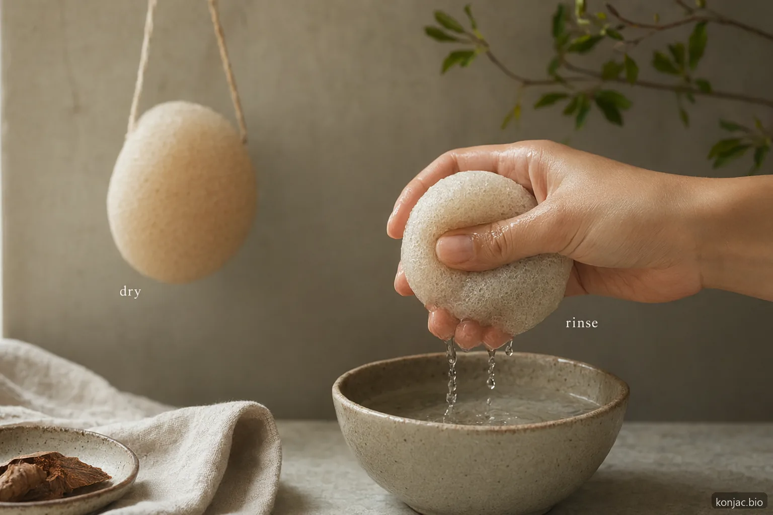 l’igiene della spugna konjac dipende dal risciacquo dopo la detersione, dalla spremitura delicata e dall’asciugatura completa tra un uso e l’altro.